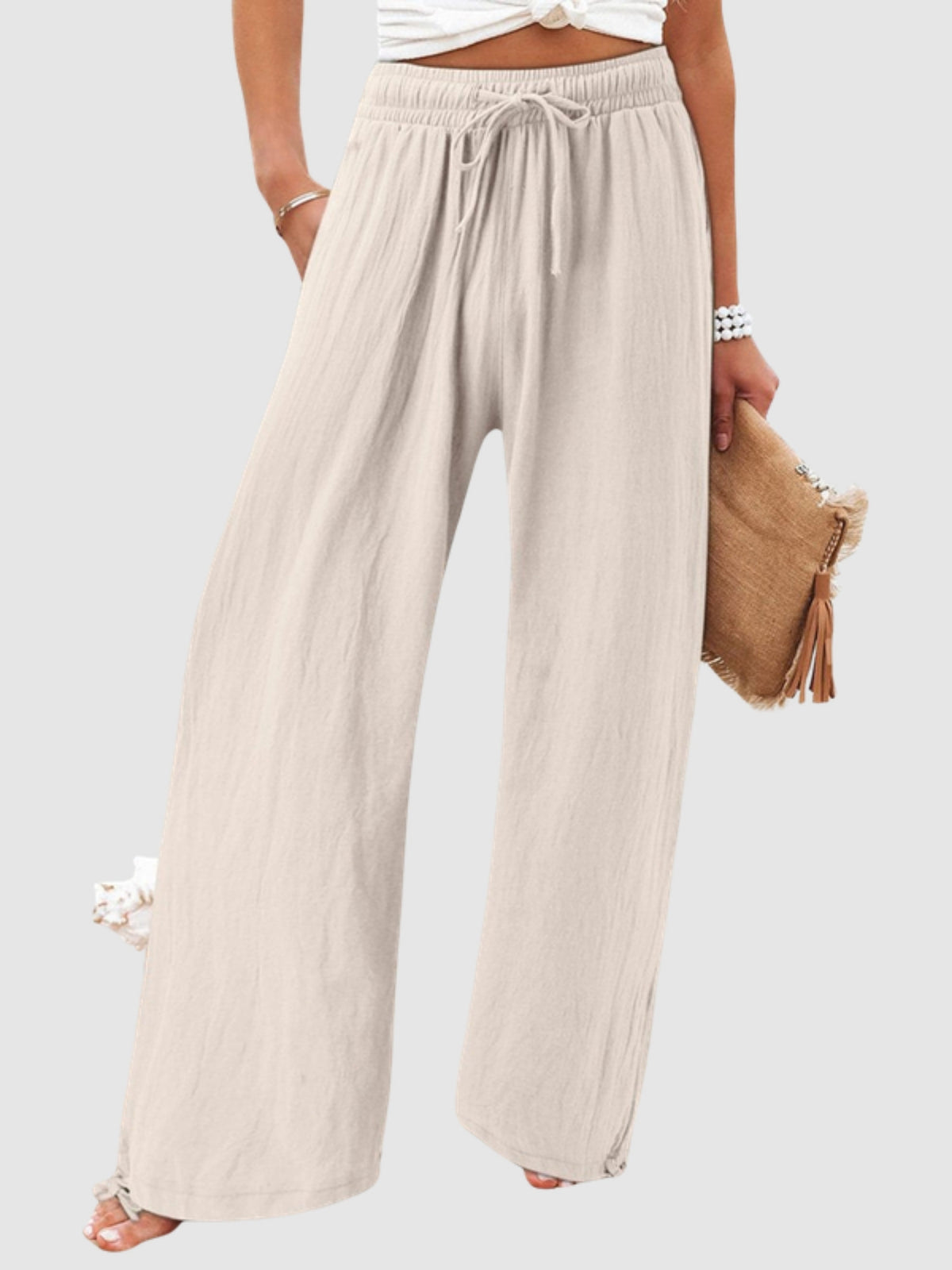 Olwen wide leg pants - Almond
