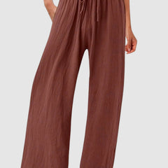 Olwen wide leg pants - Dark Brown