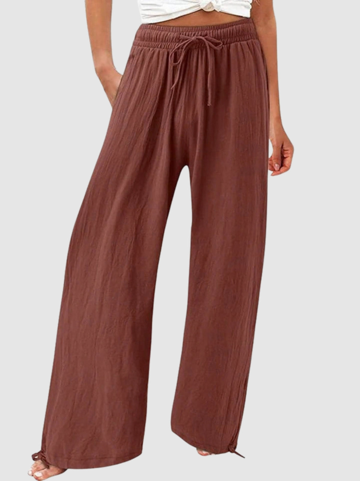 Olwen wide leg pants - Dark Brown