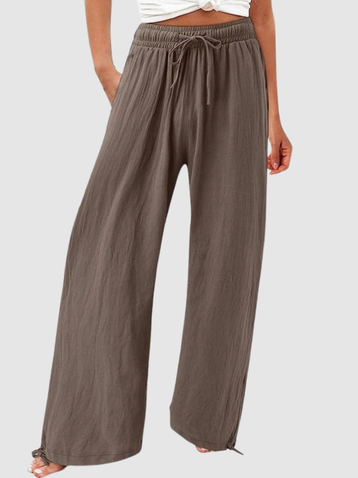 Olwen wide leg pants - Coffee Brown