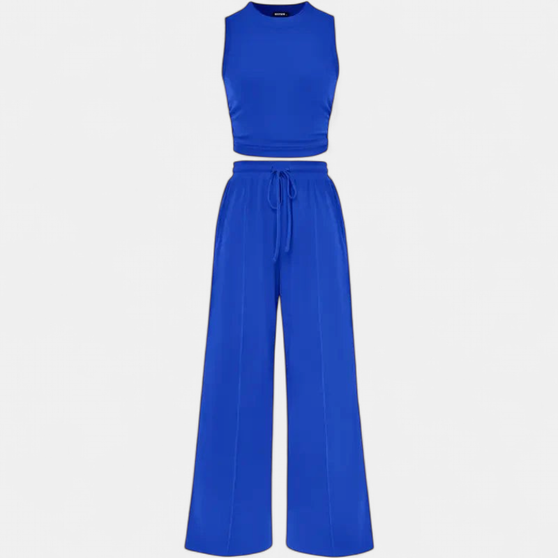 YUMI | Wide Leg Pants & Cropped Top Lounge Set