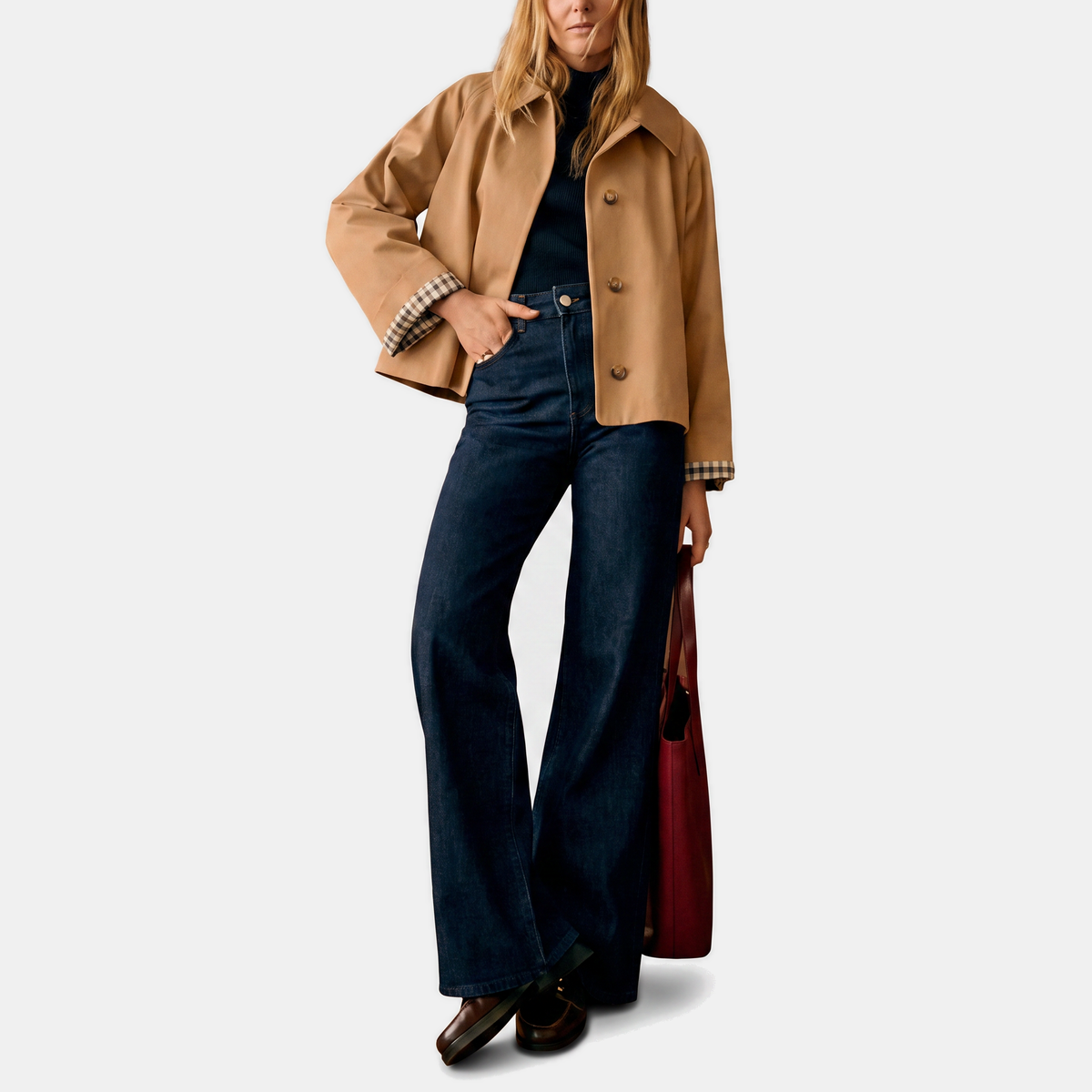 Women's Plaid Lined Cropped Button Front Jacket