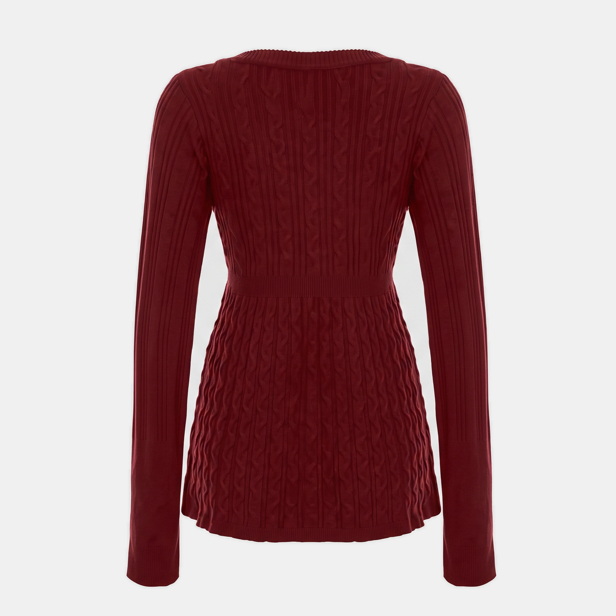 Women's Cable Knit Sweater Empire Waist A Line Flared Midi