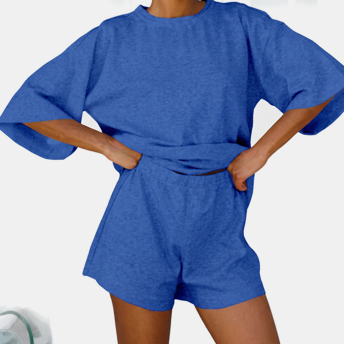Women's Lounge Set Oversized Drop Shoulder Top and Mini Shorts