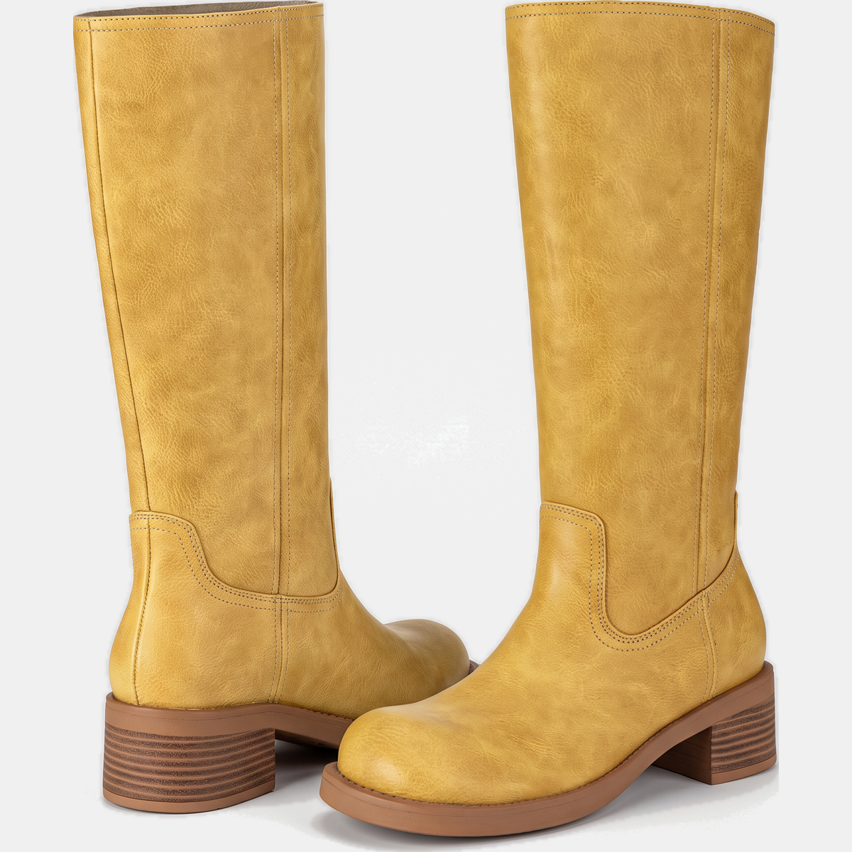 Women's Square Toe Block Heel Knee High Boots