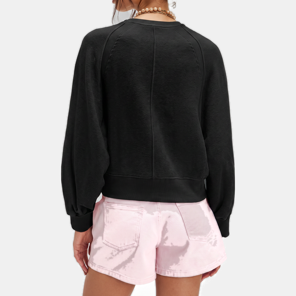 Women's Cropped Henley Button Placket Knit Sweater