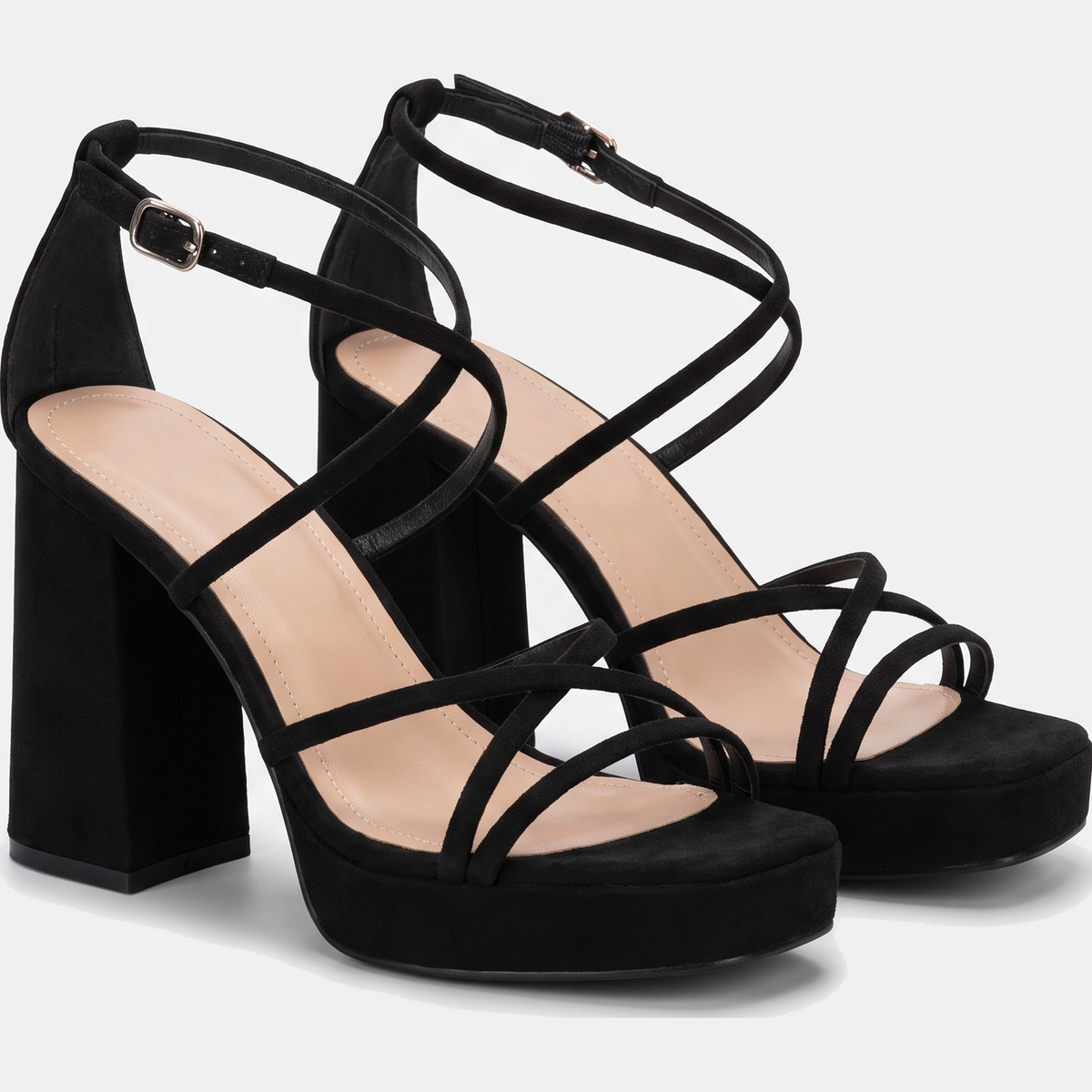 Women's Platform Block Heel Strappy Square Toe Sandals