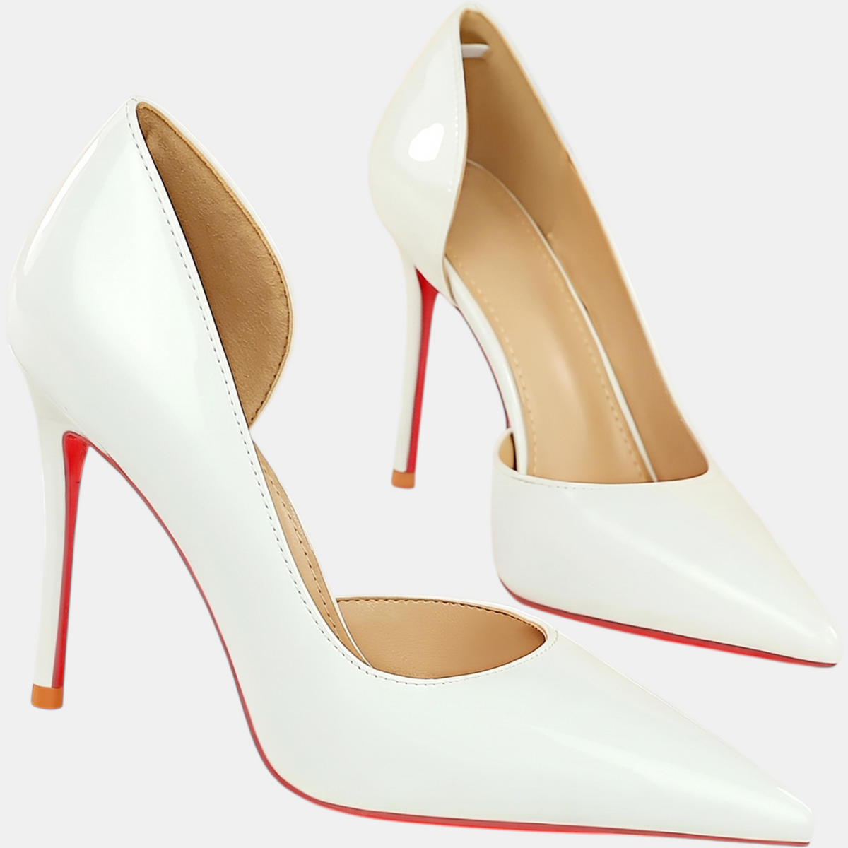 Women's Patent Leather Pointed Toe D'Orsay Stiletto Heels