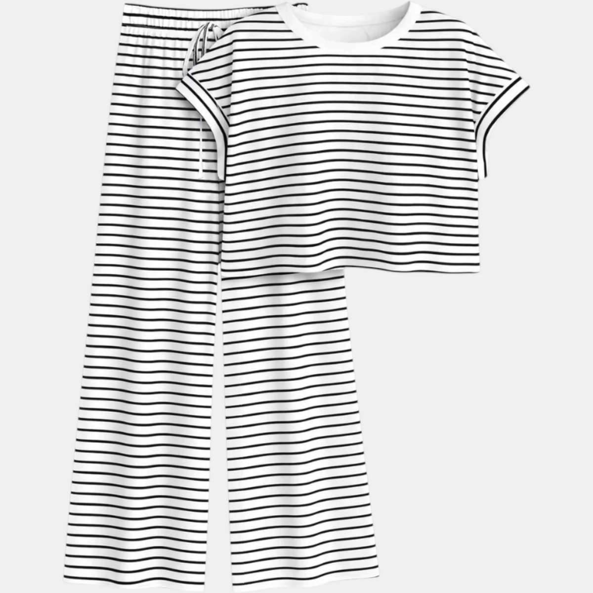 Women's Crossback Cutout Striped Wide Leg Lounge Set