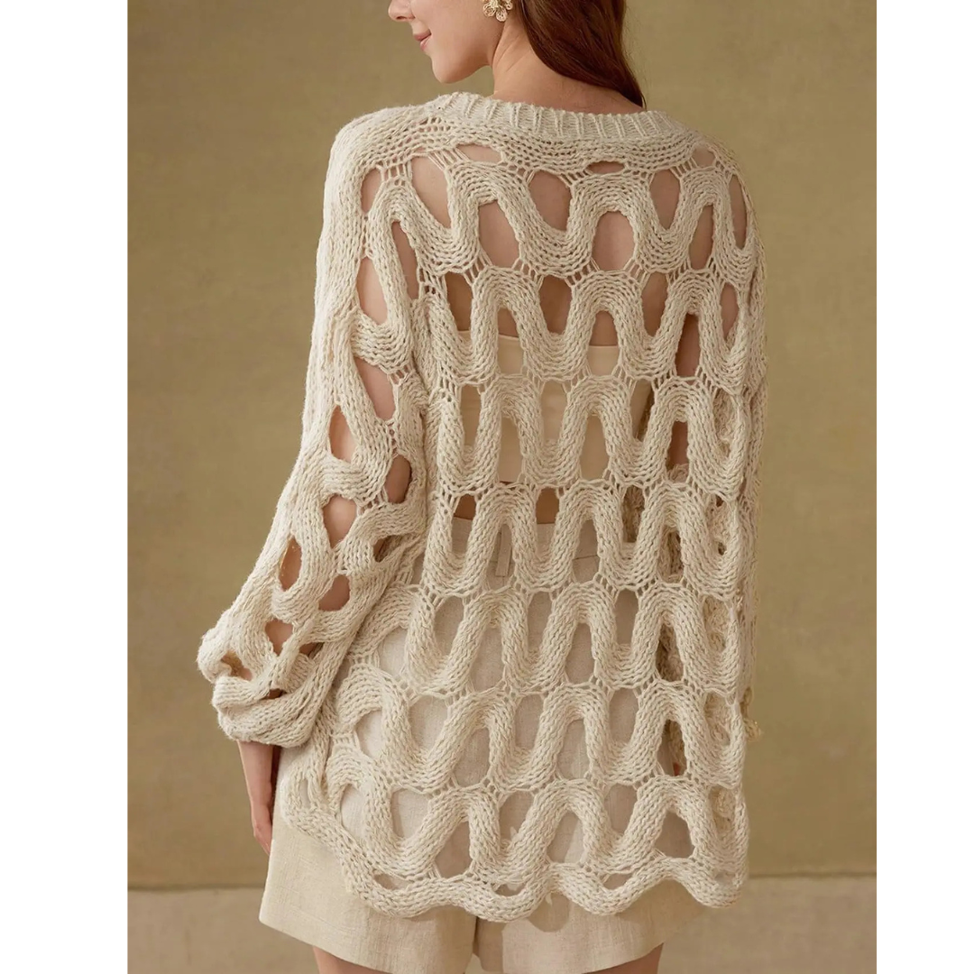MARINA™ – Openwork Crochet Pullover Sweater