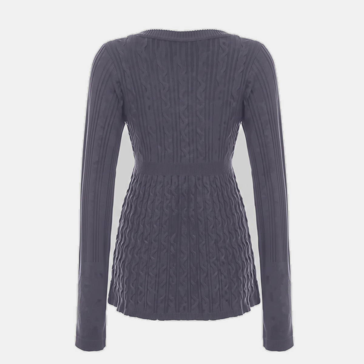 Women's Cable Knit Sweater Empire Waist A Line Flared Midi