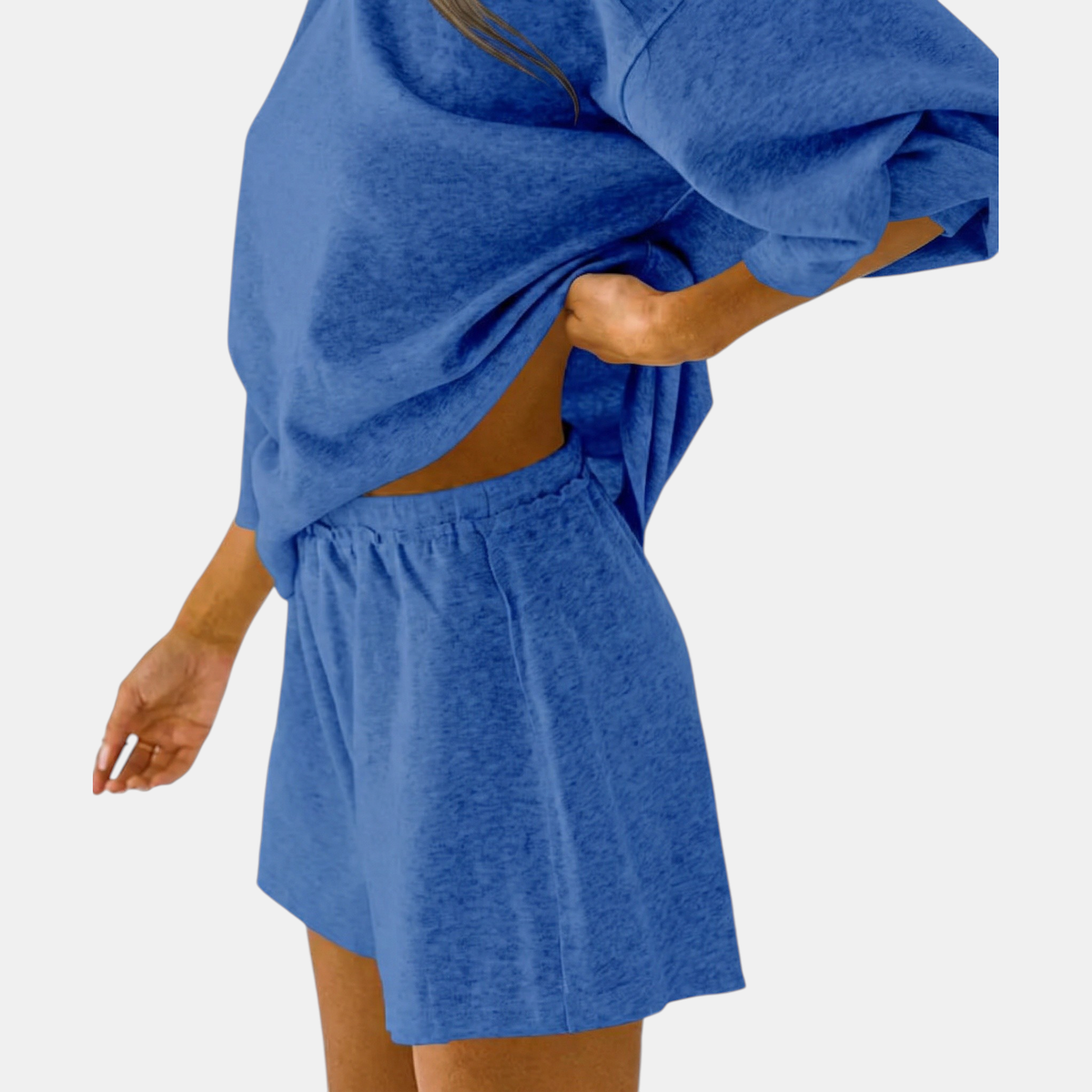 Women's Lounge Set Oversized Drop Shoulder Top and Mini Shorts