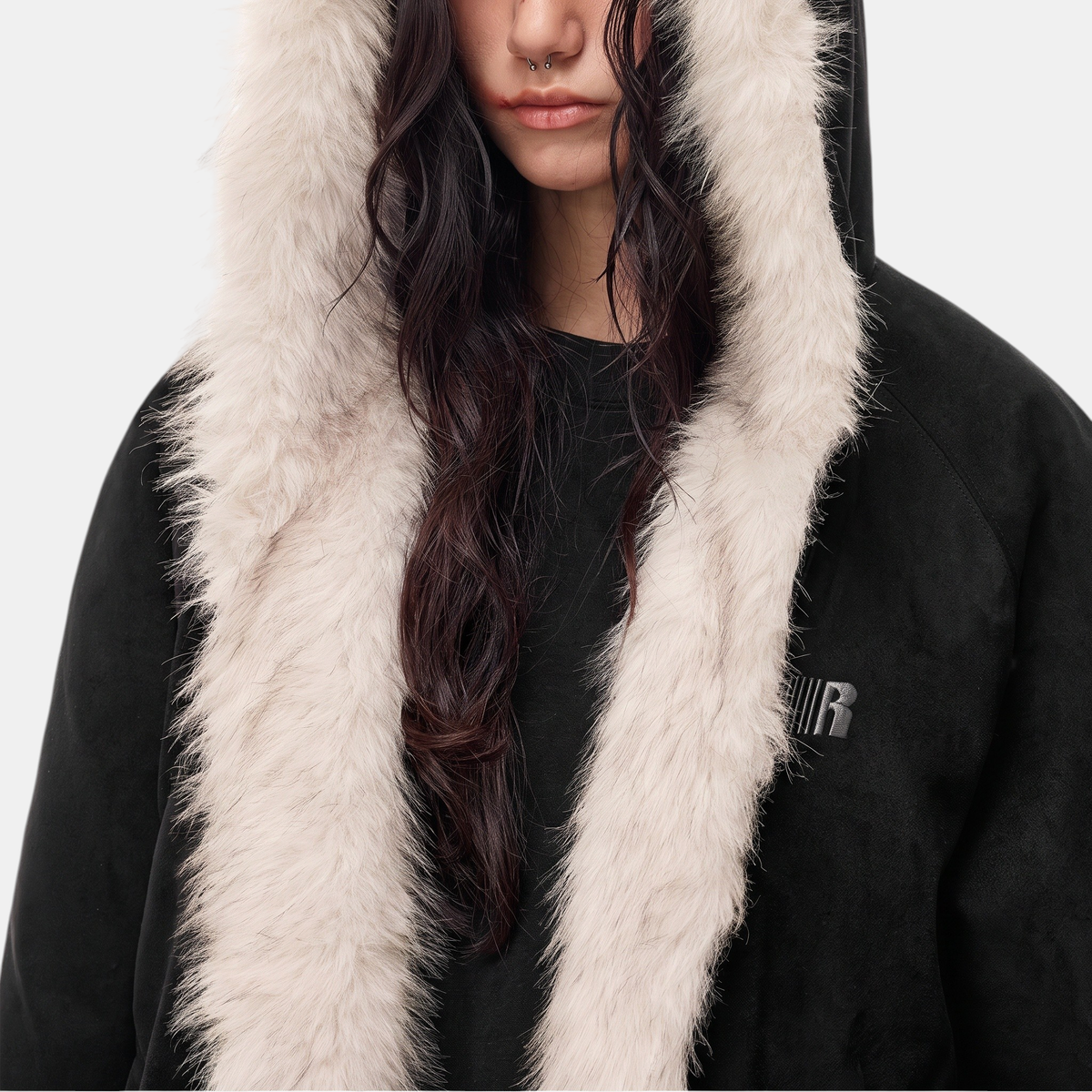 Women's Faux Fur Lined Hooded Bomber Jacket with Cat Ear Hood