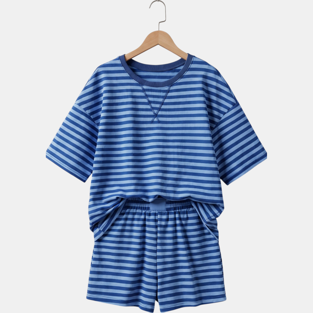 Women's Lounge Set Drop Shoulder Knit Top and Mini Shorts