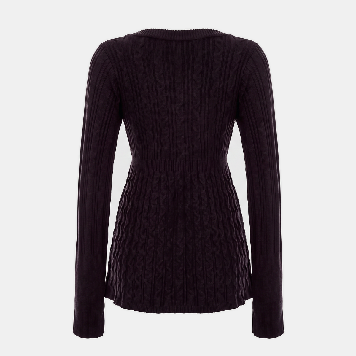 Women's Cable Knit Sweater Empire Waist A Line Flared Midi