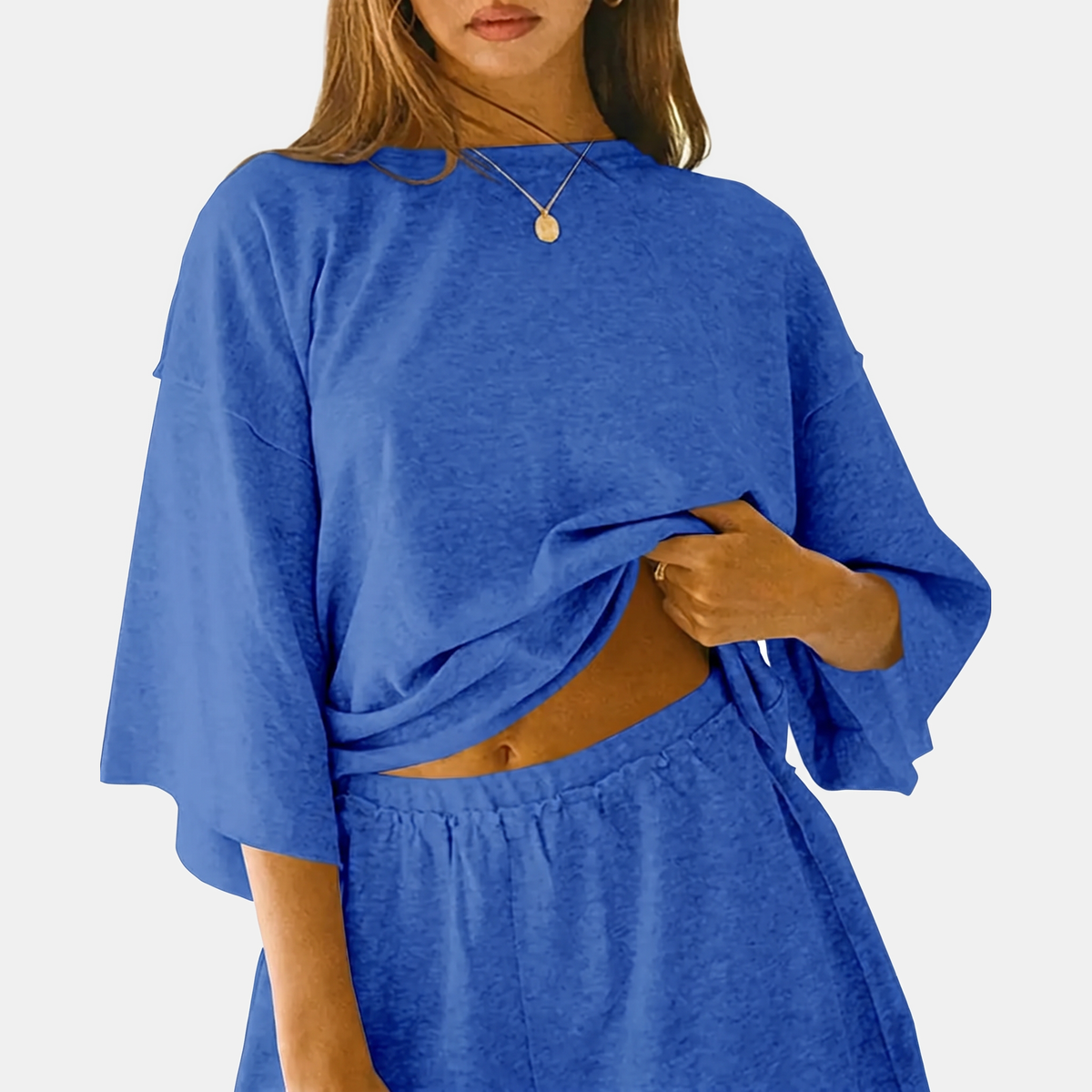 Women's Lounge Set Three Quarter Sleeve Top and Shorts