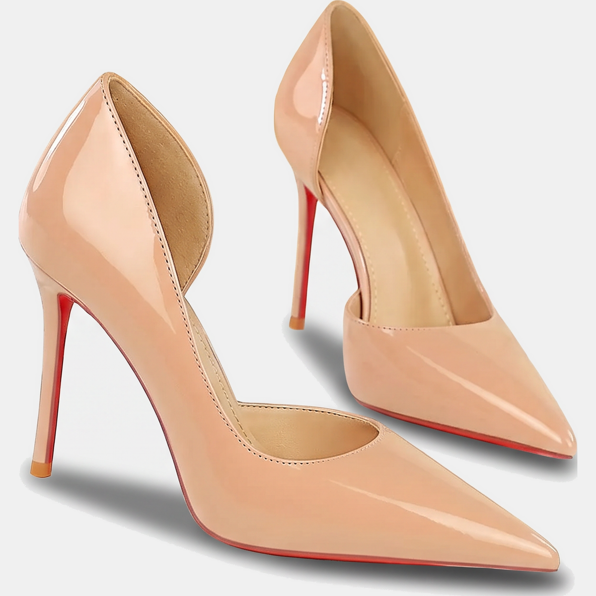 Women's Patent Leather Pointed Toe D'Orsay Stiletto Heels