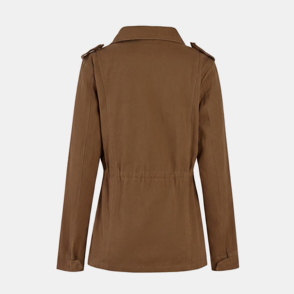 Women's Utility Field Jacket Snap Button Placket Drawstring Waist