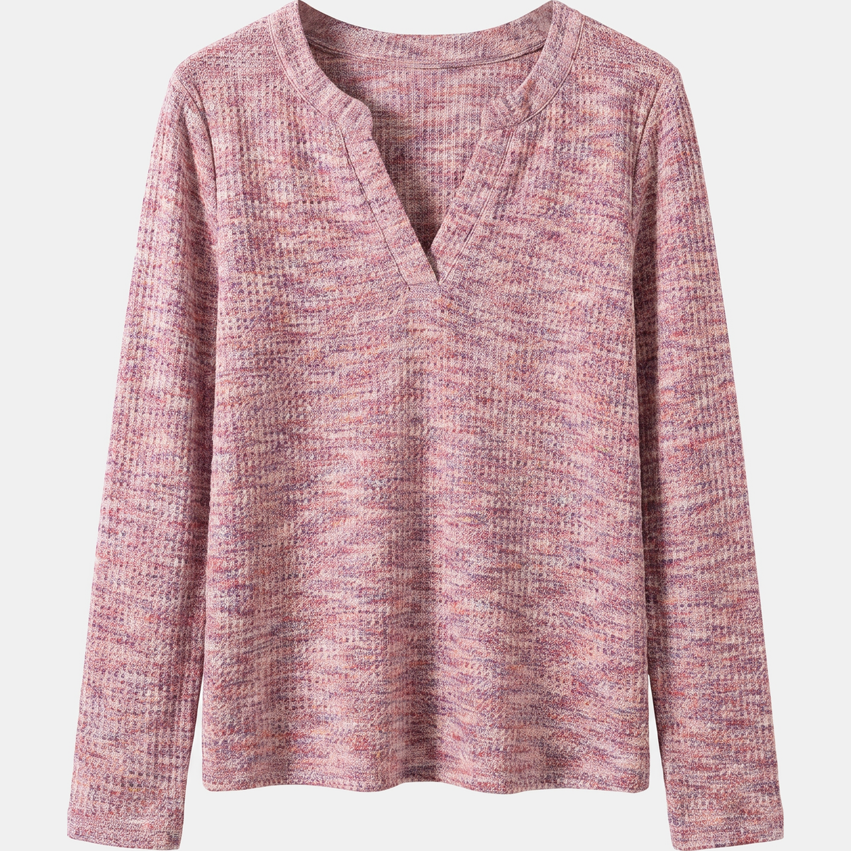Women's Shimmer Ribbed Knit Notch V-Neck Sweater Top