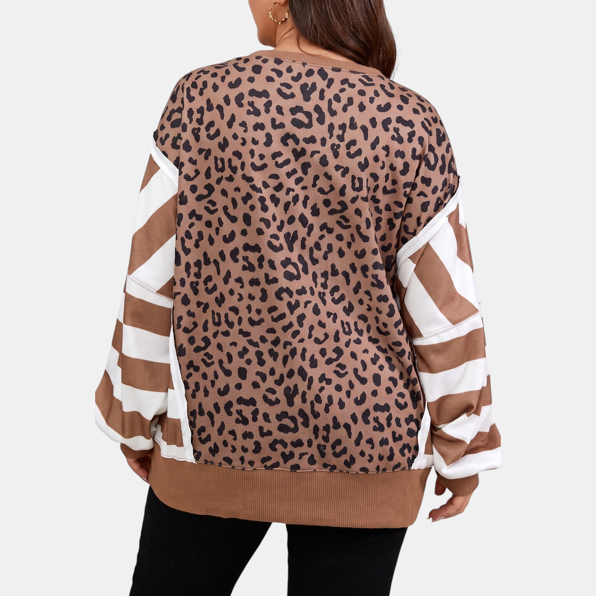 Women's Balloon Sleeve Crewneck Colorblock Sweatshirt