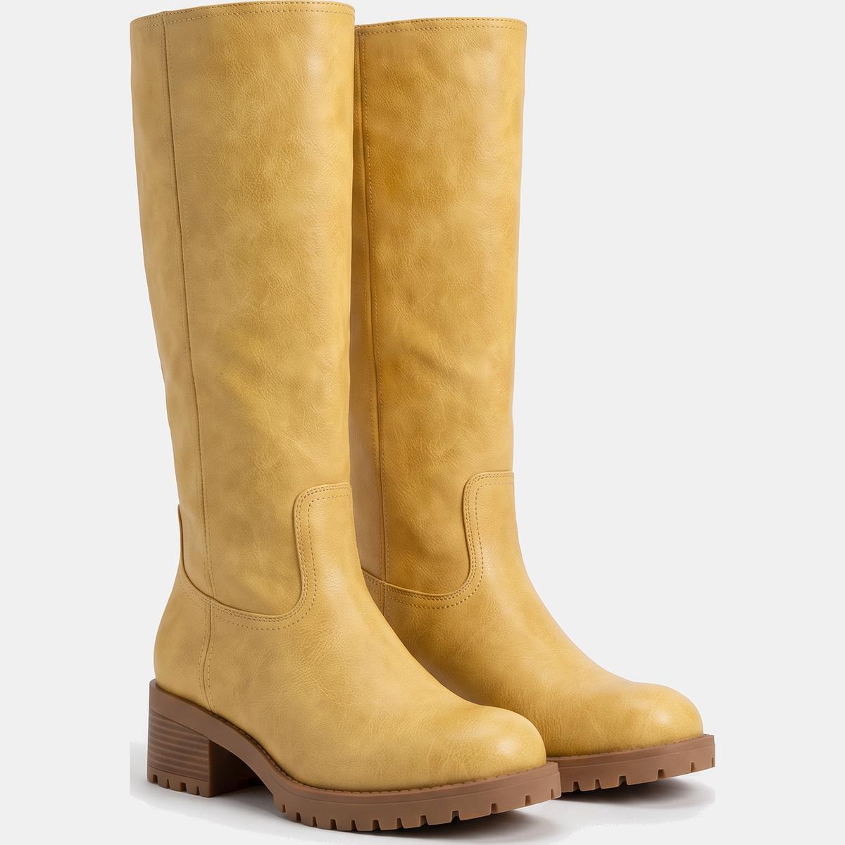 Women's Square Toe Block Heel Knee High Boots