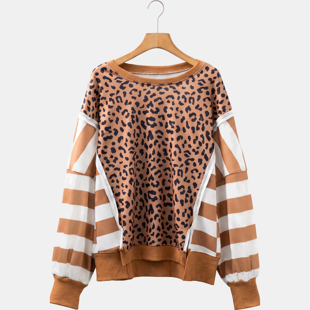 Women's Balloon Sleeve Crewneck Colorblock Sweatshirt