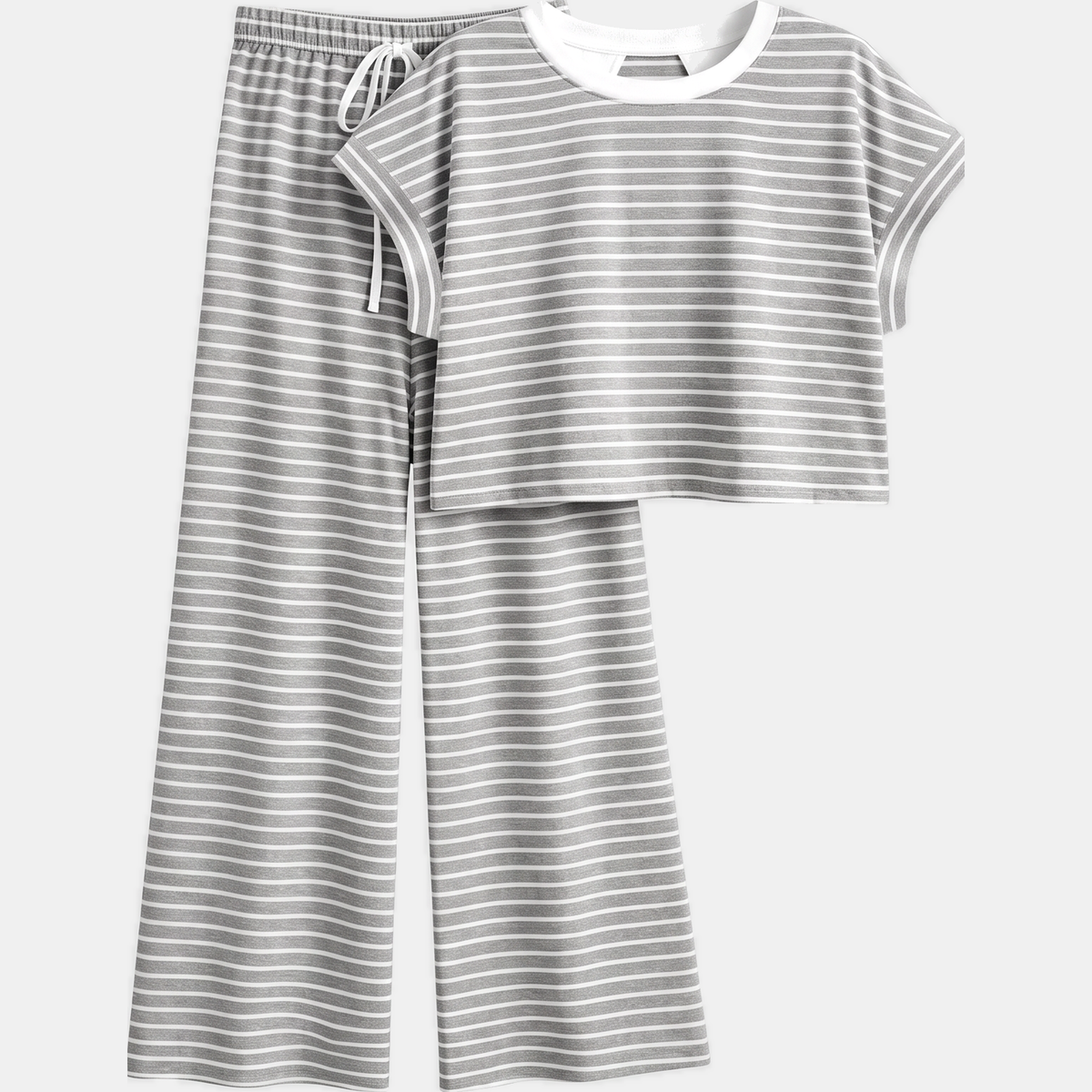 Women's Crossback Cutout Striped Wide Leg Lounge Set