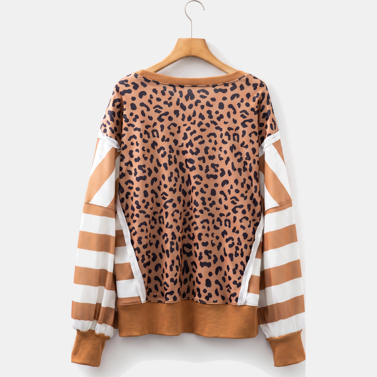 Women's Balloon Sleeve Crewneck Colorblock Sweatshirt