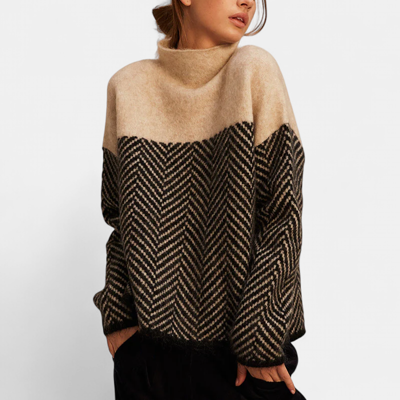 NORA | Two-Tone High-Neck Pullover