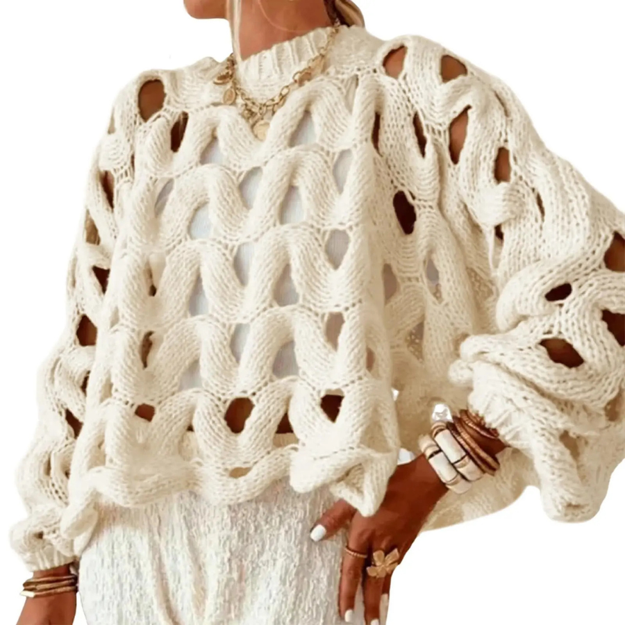 MARINA™ – Openwork Crochet Pullover Sweater