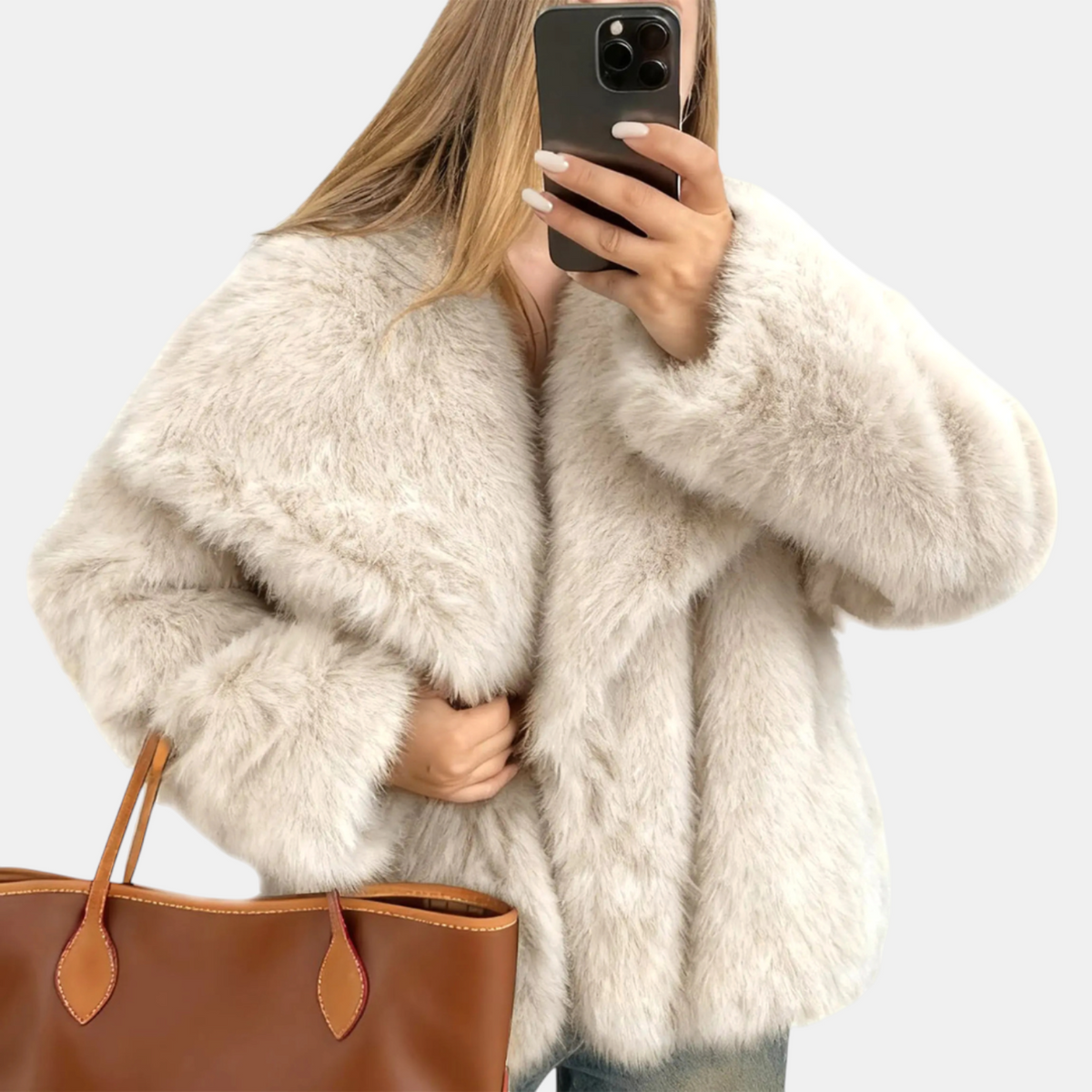 Women's Fluffy Faux Fur Cropped Open Front Jacket