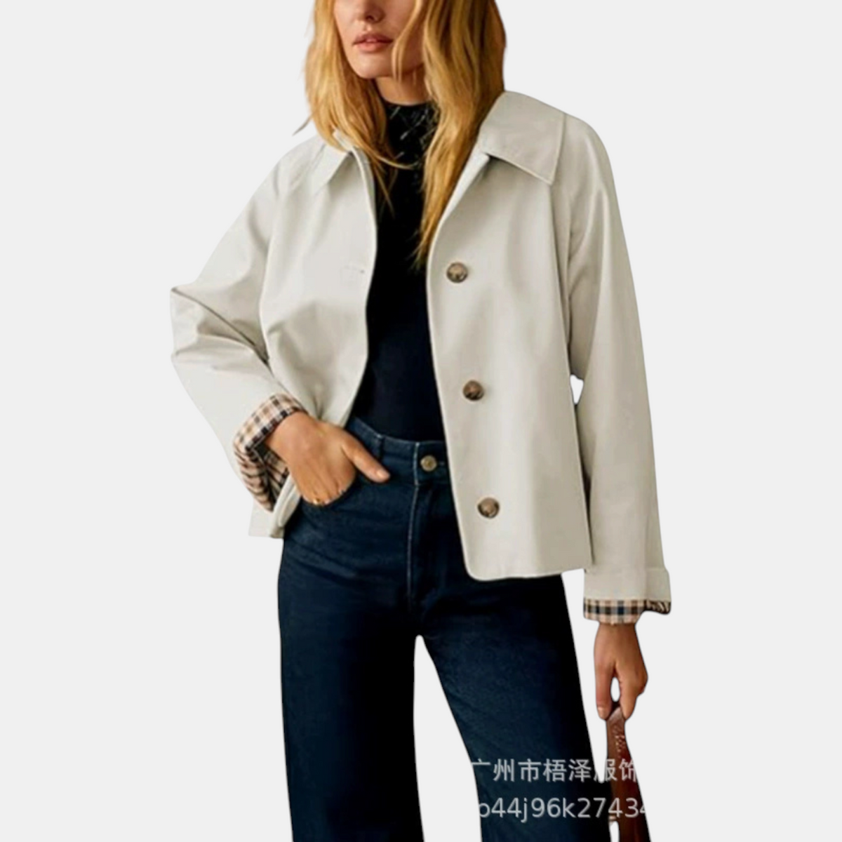 Women's Plaid Lined Cropped Button Front Jacket