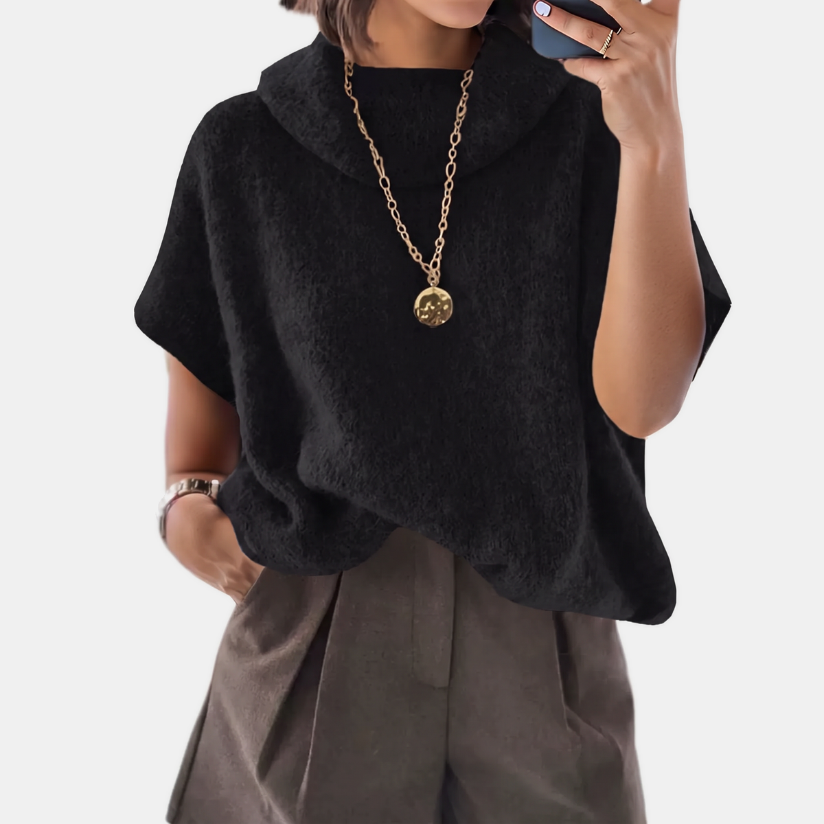 Women's Turtleneck Batwing Sleeve Oversized Knit Sweater