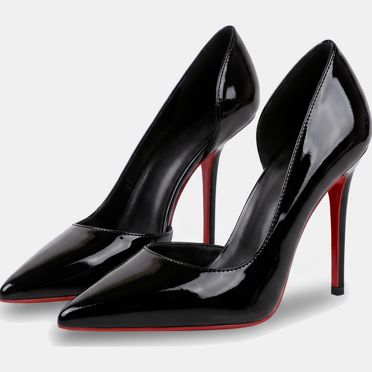 Women's Patent Leather Pointed Toe D'Orsay Stiletto Heels