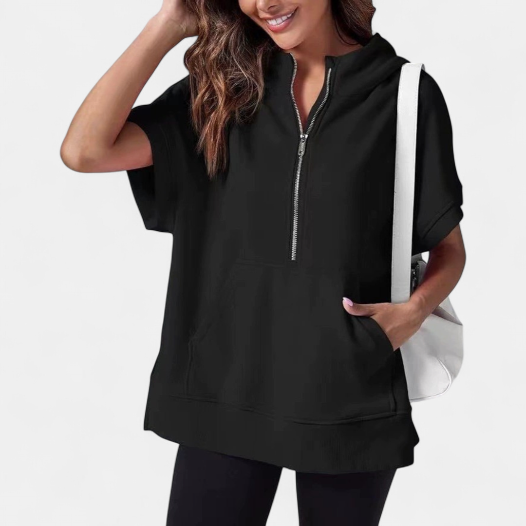 WINNIE™ – Relaxed Hooded Short-Sleeve Sweatshirt
