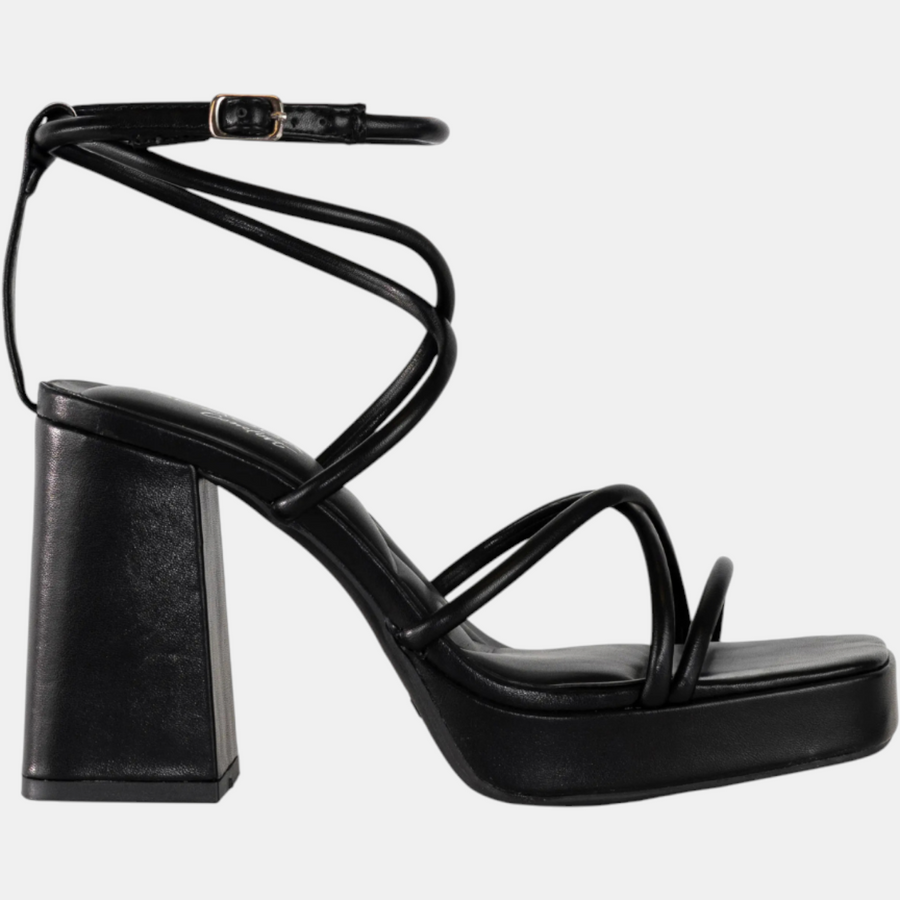Women's Platform Block Heel Strappy Square Toe Sandals