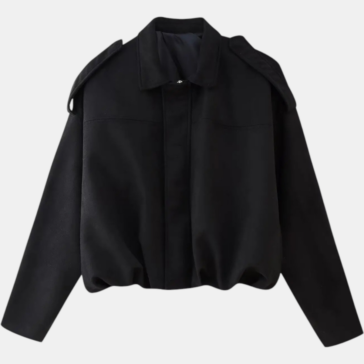 Women's Blouson Hem Batwing Sleeve Suede Aviator Jacket