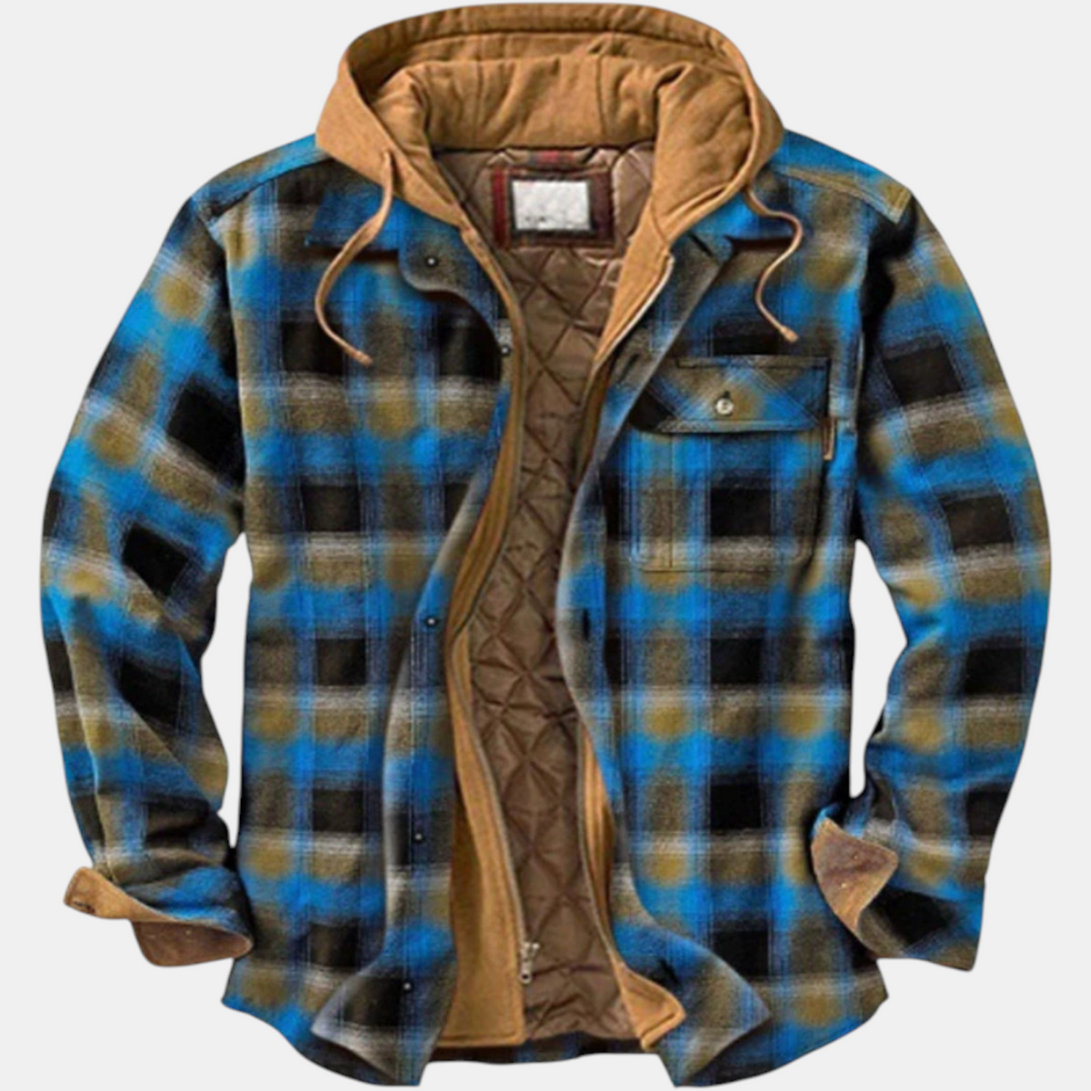Women's Quilted Lined Hooded Flannel Shirt Jacket
