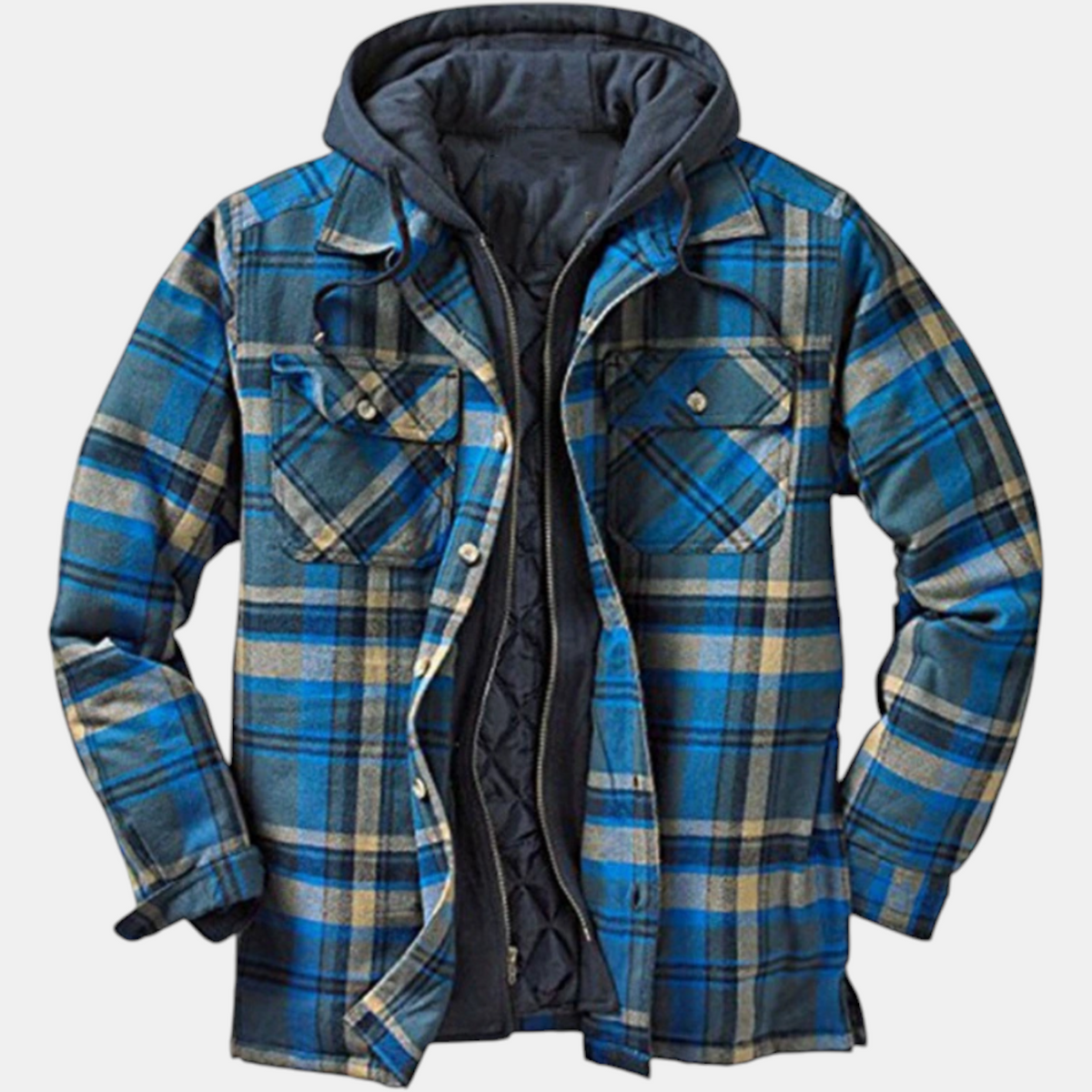 Women's Quilted Lined Hooded Flannel Shirt Jacket