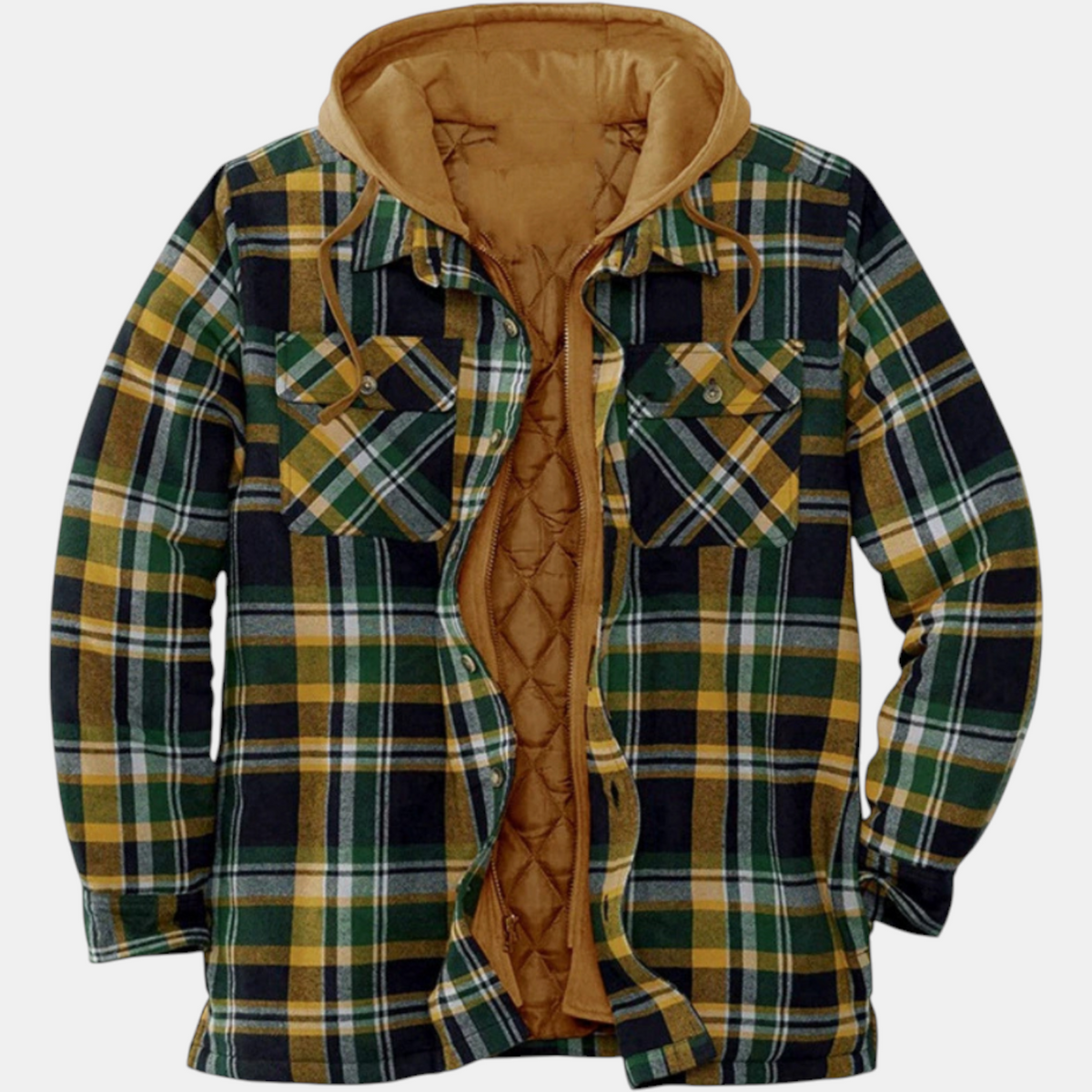 Women's Quilted Lined Hooded Flannel Shirt Jacket