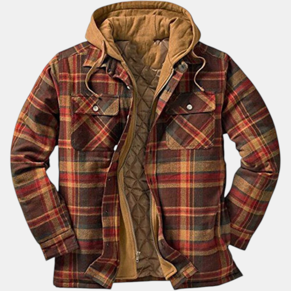 Women's Quilted Lined Hooded Flannel Shirt Jacket