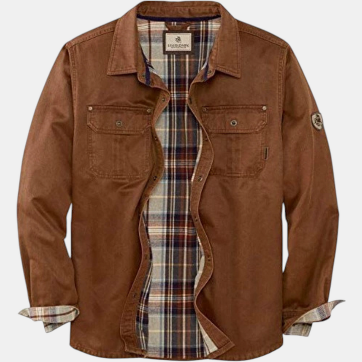 Women's Waxed Canvas Snap Button Flannel Lined Shacket