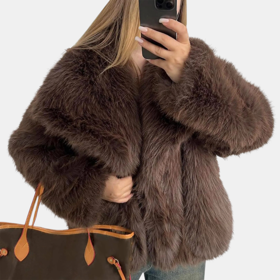 Women's Fluffy Faux Fur Cropped Open Front Jacket