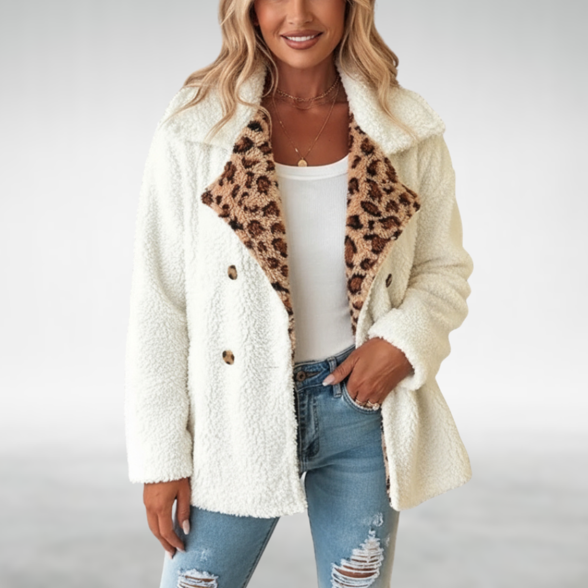 Lori Cozy Leopard Teddy Coat