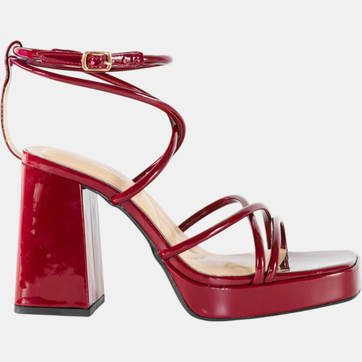 Women's Platform Block Heel Strappy Square Toe Sandals