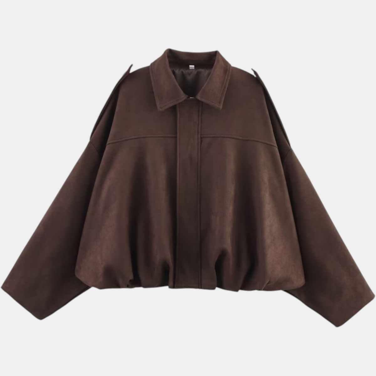 Women's Blouson Hem Batwing Sleeve Suede Aviator Jacket
