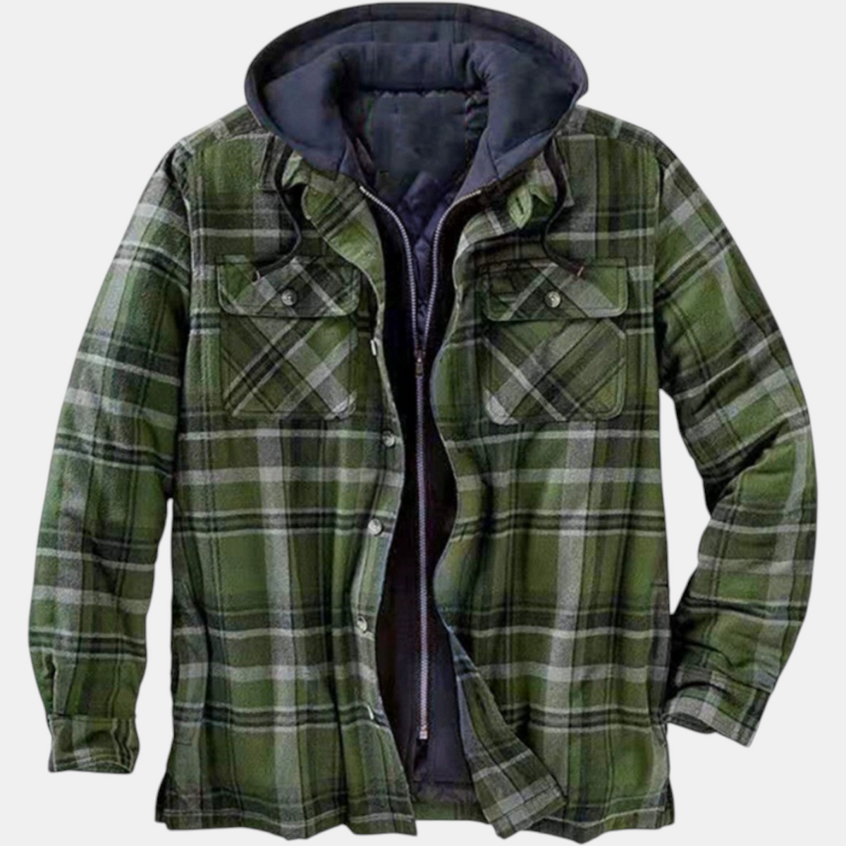 Women's Quilted Lined Hooded Flannel Shirt Jacket