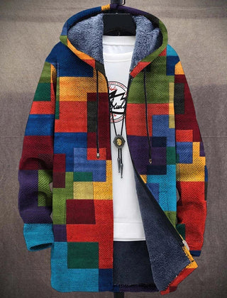 Cynthia Artful Hooded Cardigan - Multicolour Block