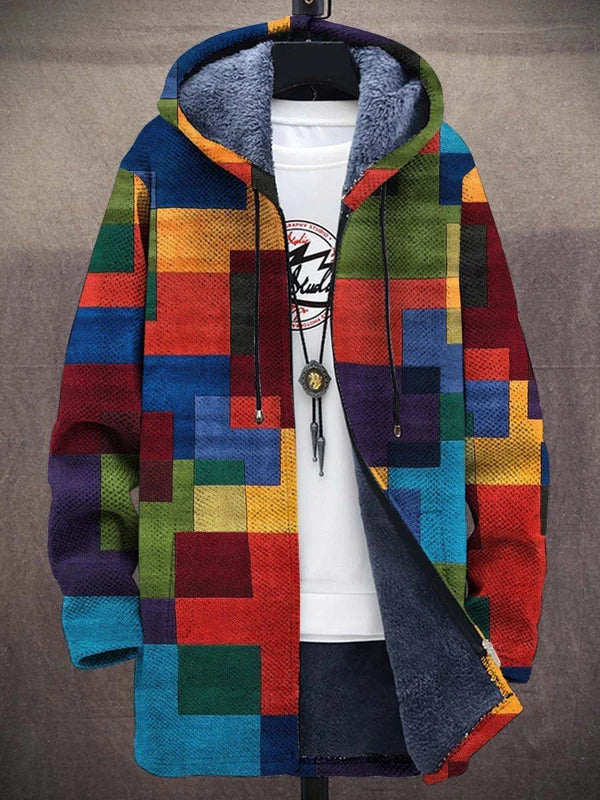 Cynthia Artful Hooded Cardigan - Multicolour Block