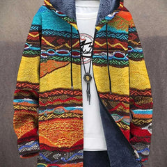 Cynthia Artful Hooded Cardigan - Retro